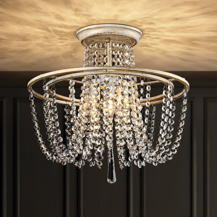 Petit Crystal 3 Light 120V Flush Mount in Heirloom Bronze with Clear Optic Crystal main image 1